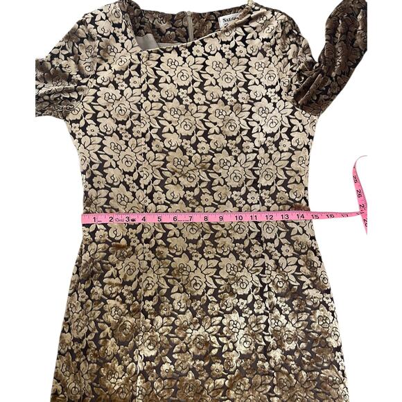 Crushed Velvet Burnout Floral Dress Brown Gold Women's Sz Small Y2K Whimsigoth - Picture 12 of 15